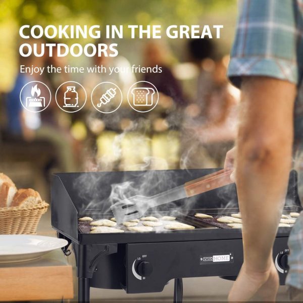 VIVOHOME 150,000 BTU Double Burner Propane Stove, Heavy-Duty Outdoor Portable Camp Stove with Windscreen & Detachable Legs for Camping, Backyard, BBQ Cookouts - Image 8
